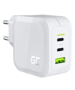 Green Cell Φορτιστής Χωρίς Καλώδιο GaN με Θύρα USB-A και 2 Θύρες USB-C 65W Power Delivery / Quick Charge 3.0 Λευκός (CHARGC08W)