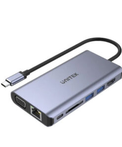 Alternative view of Unitek uHUB O8+ USB-C Docking Station με HDMI 4K PD Ethernet και σύνδεση 2 Οθονών Ασημί