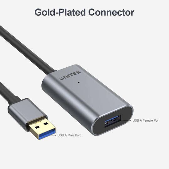Unitek USB 3.0 Cable USB-A male - USB-A female Γκρι 10m Y-3005 - Image 5