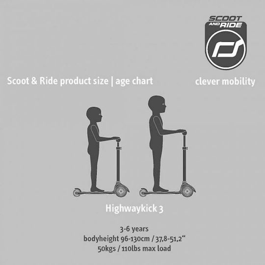 Scoot & Ride Παιδικό Πατίνι Αναδιπλούμενο Highwaykick 3 Τρίτροχο για 3-6 Ετών Πράσινο 96345 - Image 6