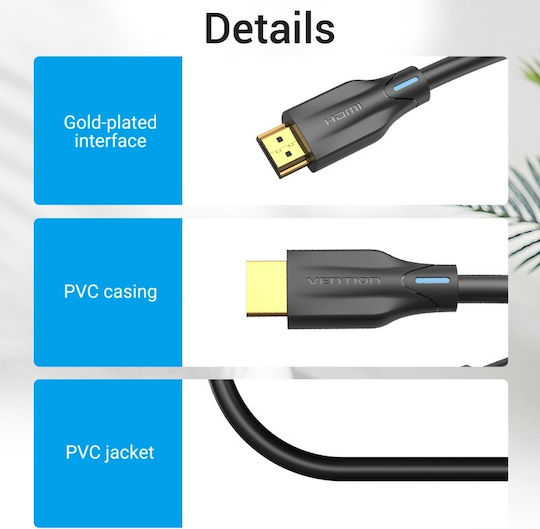 Vention HDMI 2.1 Cable HDMI male - HDMI male 1.5m Μαύρο AANBG - Image 3