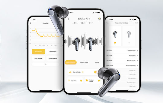 Earfun Air Pro 3 In-ear Bluetooth Handsfree Ακουστικά με Θήκη Φόρτισης Μαύρα - Image 7