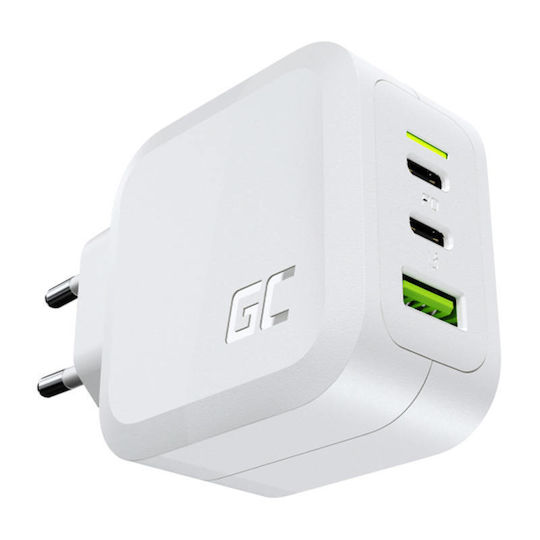 Green Cell Φορτιστής Χωρίς Καλώδιο GaN με Θύρα USB-A και 2 Θύρες USB-C 65W Power Delivery / Quick Charge 3.0 Λευκός (CHARGC08W) - Image 2