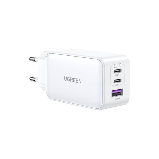 Ugreen Φορτιστής Χωρίς Καλώδιο GaN με Θύρα USB-A και 2 Θύρες USB-C 65W Λευκός (Nexode ) - Image 2