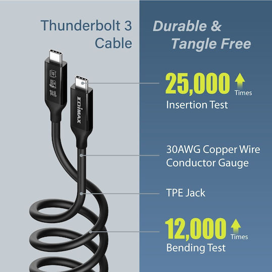 Edimax USB4/Thunderbolt3 USB 4 Cable USB-C male - USB-C 240W Μαύρο 0.5m (UC4-005TB) - Image 2