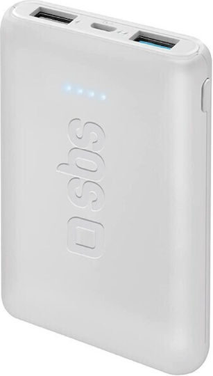 SBS Pocket Line Power Bank 5000mAh με 2 Θύρες USB-A Λευκό - Image 2