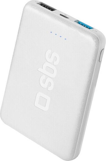 SBS Pocket Line Power Bank 5000mAh με 2 Θύρες USB-A Λευκό