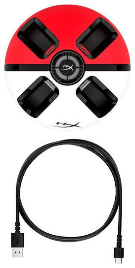 HyperX ChargePlay Quad 2 Βάση για 4 χειριστήρια Switch Λευκό / Κόκκινο 6Y2G7AA - Image 2