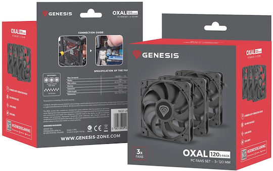 Natec Oxal 120 Case Fan με Σύνδεση 3-Pin 3τμχ - Image 4