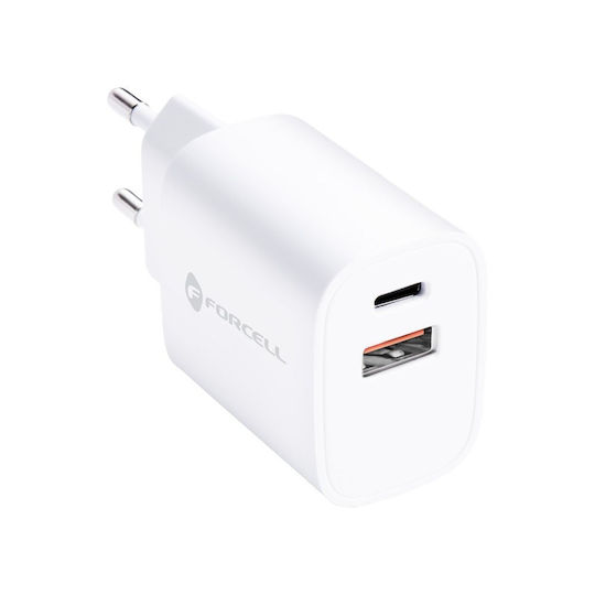 Forcell Φορτιστής Χωρίς Καλώδιο με Θύρα USB-A και Θύρα USB-C 30W Power Delivery / Quick Charge 4.0 Λευκός (FOCH-198052) - Image 2