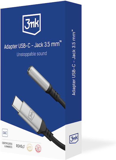 3MK Μετατροπέας USB-C male σε 3.5mm female 1τμχ - Image 2