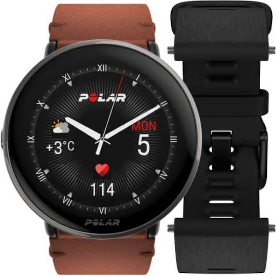 Polar Ignite 3 43mm Αδιάβροχο Smartwatch με Παλμογράφο (Titanium with Brown Strap) - Image 5