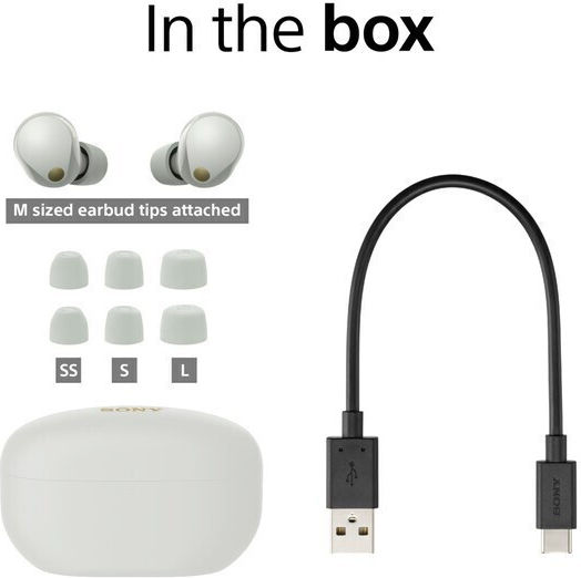 Sony WF-1000XM5 In-ear Bluetooth Handsfree Ακουστικά με Θήκη Φόρτισης Ασημί - Image 9