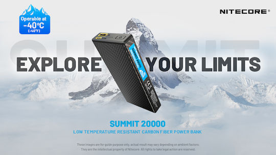 NiteCore Summit 20000 Power Bank 20000mAh 20W με Θύρα USB-A και Θύρα USB-C Μαύρο - Image 2