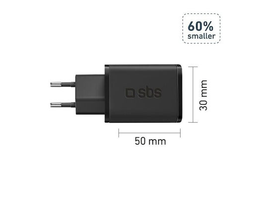 SBS Φορτιστής Χωρίς Καλώδιο GaN με Θύρα USB-C 45W Power Delivery Μαύρος (TRGAN1C45W) - Image 2