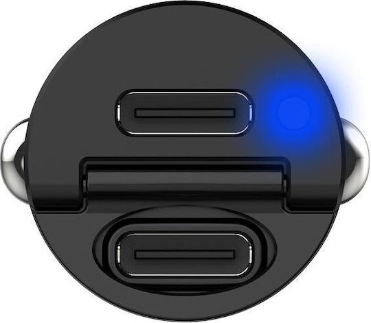 Celly Φορτιστής Αυτοκινήτου 30W με Θύρες: 2xType-C Μαύρος CCMINI2USBCBK - Image 2