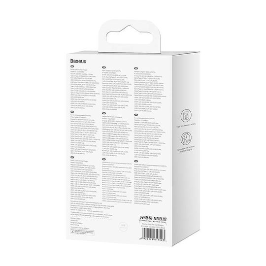 Baseus Φορτιστής GaN με Θύρα USB-A και 2 Θύρες USB-C και Καλώδιο USB-C - USB-C 65W Quick Charge 3.0 Μαύρος (Gan5) - Image 7