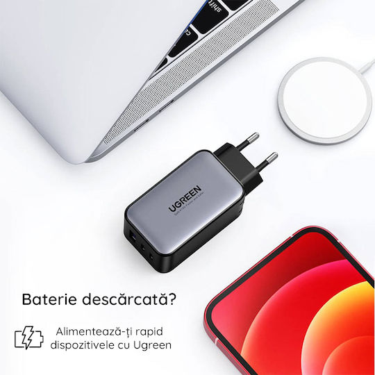 Ugreen Φορτιστής Χωρίς Καλώδιο GaN με Θύρα USB-A και 2 Θύρες USB-C 65W Λευκός (Nexode ) - Image 7