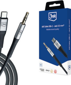3MK USB 2.0 Cable USB-C male - 3.5mm Μαύρο 1m