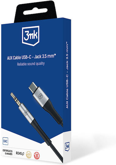 3MK USB 2.0 Cable USB-C male - 3.5mm Μαύρο 1m - Image 2