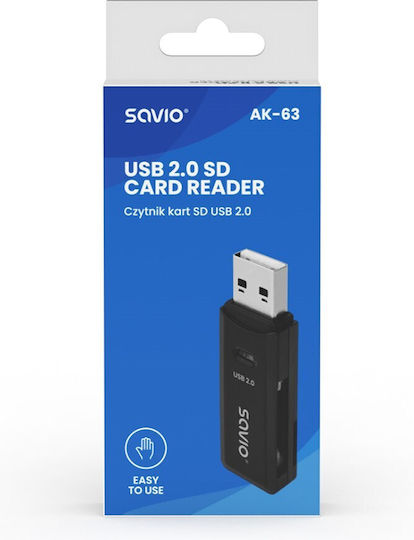 Savio AK-63 Card Reader USB 2.0 για SD - Image 3