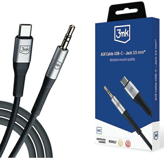 3MK USB 2.0 Cable USB-C male - 3.5mm Μαύρο 1m - Image 3