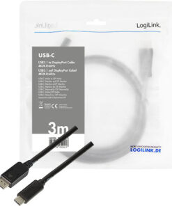 Alternative view of LogiLink USB 3.2 Cable USB-C male - DisplayPort Μαύρο 3m (UA0336)