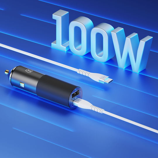 3MK Φορτιστής Αυτοκινήτου HyperCar 100W με Θύρες: 1xUSB 1xType-C Μαύρος 3MK3754 - Image 2