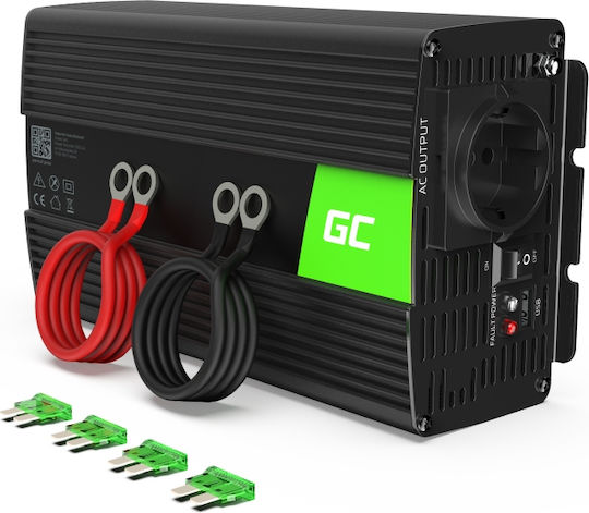 Green Cell Inverter Αυτοκινήτου Καθαρού Ημιτόνου 1000W για Μετατροπή 24V DC σε 230V AC με 1xUSB - Image 3