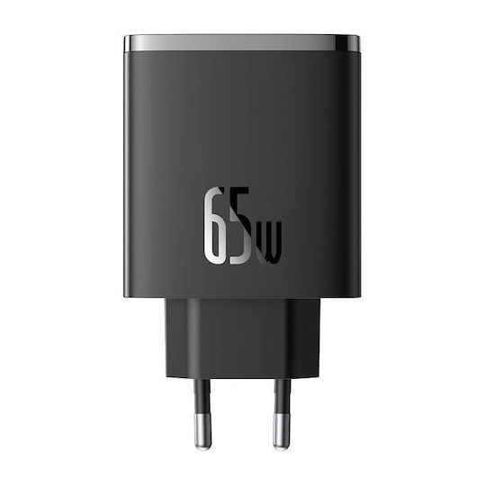 Baseus Φορτιστής Χωρίς Καλώδιο GaN με Θύρα USB-A και 2 Θύρες USB-C 65W Power Delivery / Quick Charge 3.0 Μαύρος (Cube Pro) - Image 2