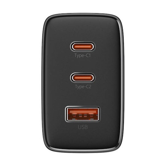 Baseus Φορτιστής Χωρίς Καλώδιο GaN με Θύρα USB-A και 2 Θύρες USB-C 65W Power Delivery / Quick Charge 3.0 Μαύρος (Cube Pro) - Image 4