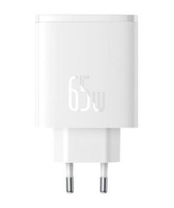 Alternative view of Baseus Φορτιστής Χωρίς Καλώδιο GaN με Θύρα USB-A και 2 Θύρες USB-C 65W Power Delivery / Quick Charge 3.0 Λευκός (Cube Pro)