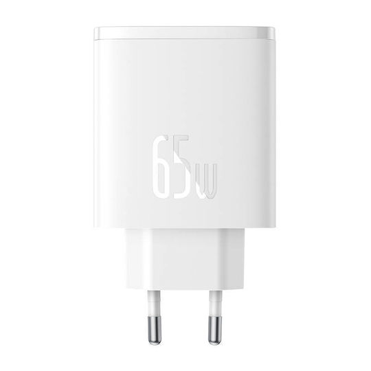 Baseus Φορτιστής Χωρίς Καλώδιο GaN με Θύρα USB-A και 2 Θύρες USB-C 65W Power Delivery / Quick Charge 3.0 Λευκός (Cube Pro) - Image 2