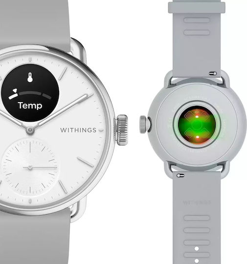Withings ScanWatch 2 Stainless Steel 38mm Αδιάβροχο με Παλμογράφο (Pearl White) - Image 2