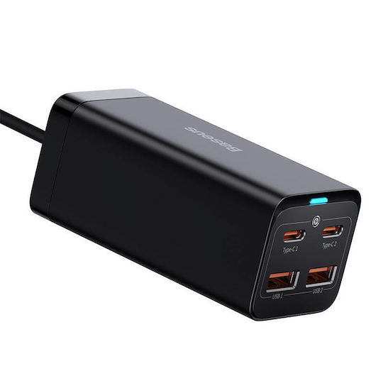 Baseus Φορτιστής Χωρίς Καλώδιο GaN με 2 Θύρες USB-A και 2 Θύρες USB-C 100W Quick Charge 4.0 Μαύρος (Gan3 Pro) - Image 2
