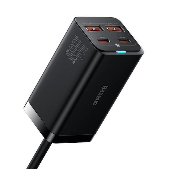 Baseus Φορτιστής Χωρίς Καλώδιο GaN με 2 Θύρες USB-A και 2 Θύρες USB-C 100W Quick Charge 4.0 Μαύρος (Gan3 Pro) - Image 4