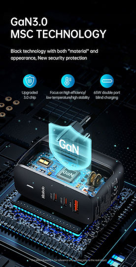 Mcdodo Φορτιστής GaN με Θύρα USB-A και 2 Θύρες USB-C και Καλώδιο USB-C 65W Power Delivery Μαύρος (CH-8442) - Image 10
