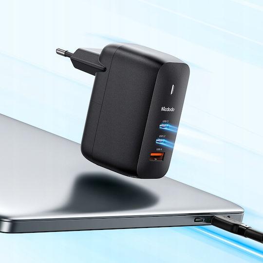 Mcdodo Φορτιστής GaN με Θύρα USB-A και 2 Θύρες USB-C και Καλώδιο USB-C 65W Power Delivery Μαύρος (CH-8442) - Image 8