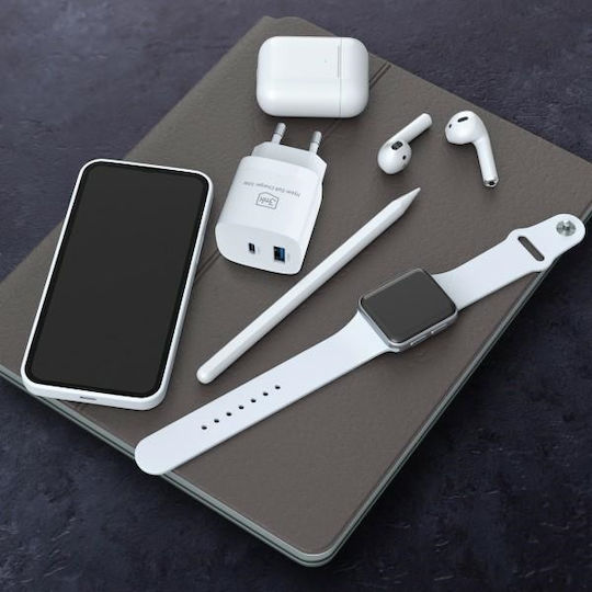 3MK Φορτιστής Χωρίς Καλώδιο GaN με Θύρα USB-A και Θύρα USB-C 33W Power Delivery Λευκός (Hyper GaN) - Image 4