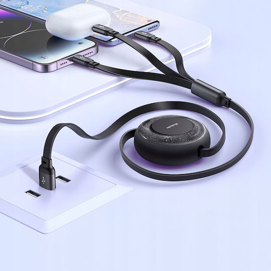 Mcdodo Flat / Retractable USB to Lightning / Type-C / micro USB Cable Μαύρο (CA-3730) - Image 13