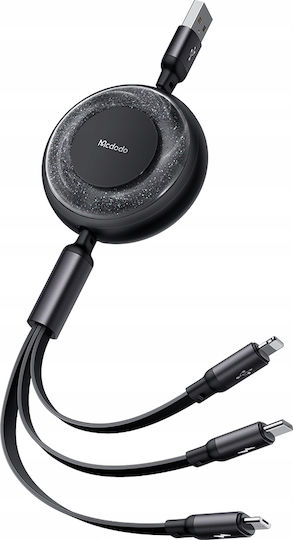 Mcdodo Flat / Retractable USB to Lightning / Type-C / micro USB Cable Μαύρο (CA-3730) - Image 14