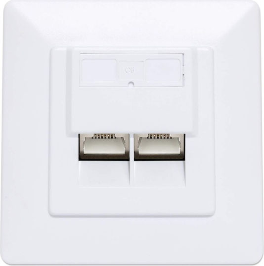 Intellinet Διπλή Πρίζα Δικτύου RJ45 με Πλαίσιο Τύπου Cat6 σε Λευκό Χρώμα 771900 - Image 2