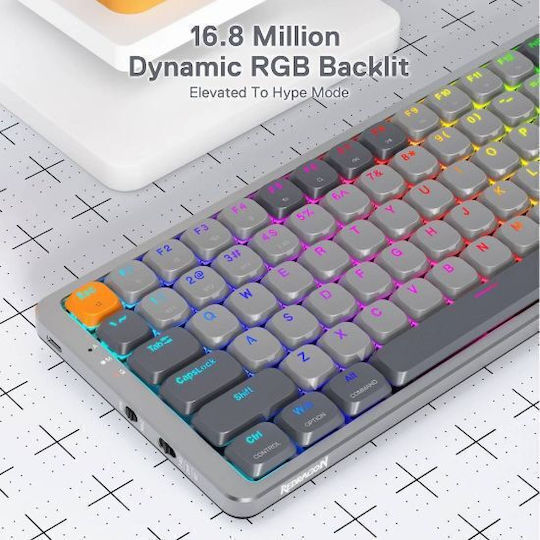 Redragon K652 Pro Ασύρματο Gaming Μηχανικό Πληκτρολόγιο 75% με Custom Red διακόπτες και RGB φωτισμό (Αγγλικό US) - Image 3