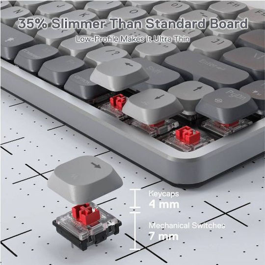 Redragon K652 Pro Ασύρματο Gaming Μηχανικό Πληκτρολόγιο 75% με Custom Red διακόπτες και RGB φωτισμό (Αγγλικό US) - Image 4