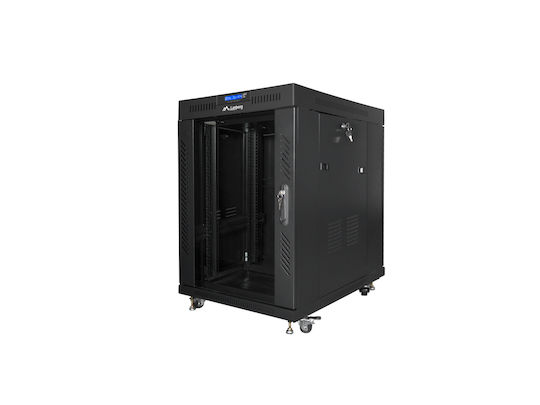 Lanberg Επιδαπέδια Καμπίνα Rack 15U 80x100x92.8cm Μαύρο FF01-8015-12BL
