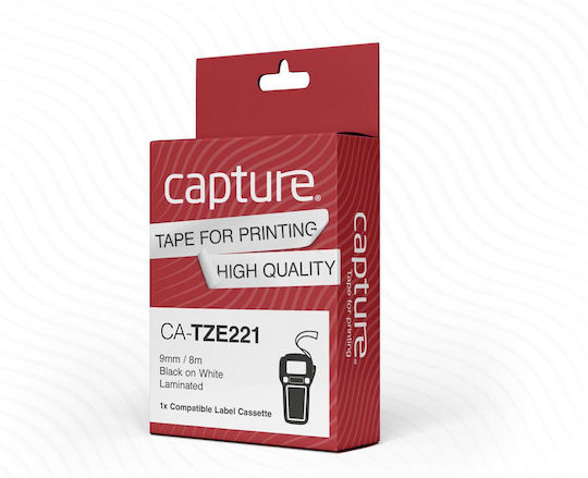 Capture Ταινία Ετικετογράφου 8m x 9mm σε Μαύρο Χρώμα CA-TZE221