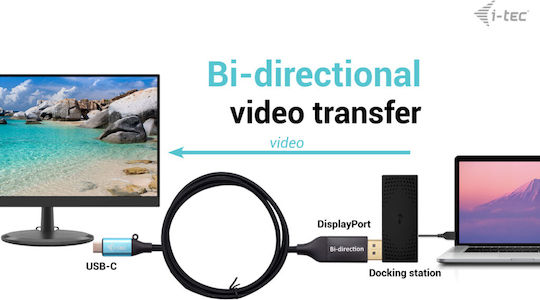 i-tec USB 2.0 Cable USB-C male - DisplayPort Μαύρο 1.5m C31CBLDP8KBIDIR - Image 2
