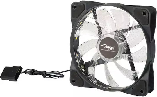 Akyga AW-12D-LED Case Fan 120mm με Λευκό Φωτισμό και Σύνδεση 3-Pin / 4-Pin Molex Λευκό - Image 4