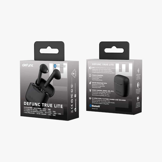Defunc True Lite Earbud Bluetooth Handsfree Ακουστικά με Αντοχή στον Ιδρώτα και Θήκη Φόρτισης Μαύρα - Image 3