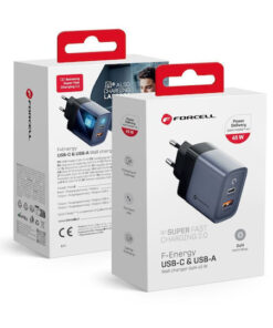 Forcell Φορτιστής Χωρίς Καλώδιο GaN με Θύρα USB-A και Θύρα USB-C 45W Power Delivery / Quick Charge 4.0 Γκρι